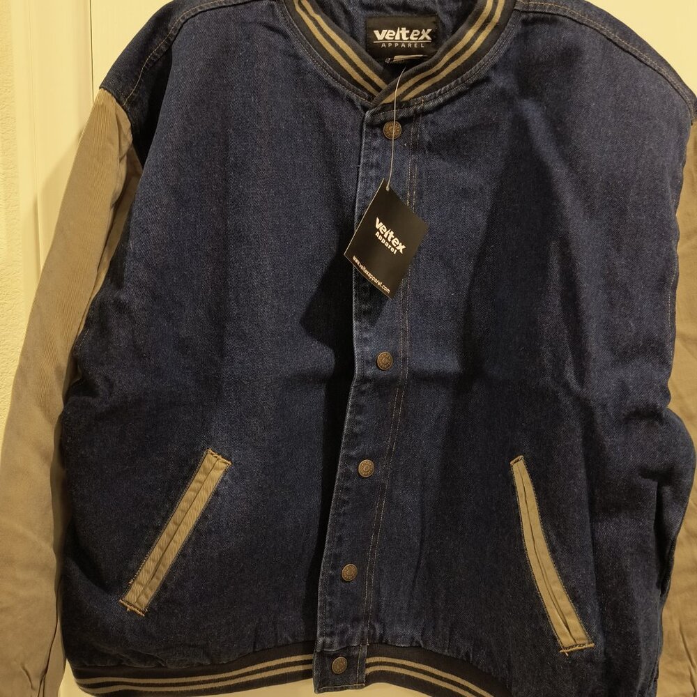 Denim Khaki Varsity Jacket